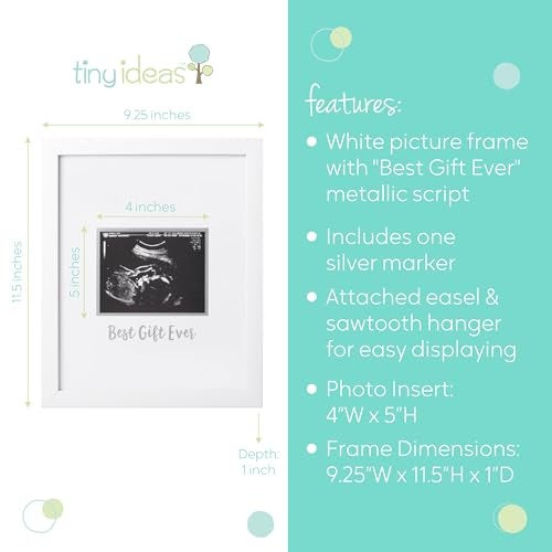 Tiny Ideas Sonogram Signature Frame - Ultrasound Picture Keepsake, Gender Neutral Baby Shower Decor, First Time Moms Pregnancy Gift, Guest Book Alternative, Ideal for Nursery, Marker Included - Image 4