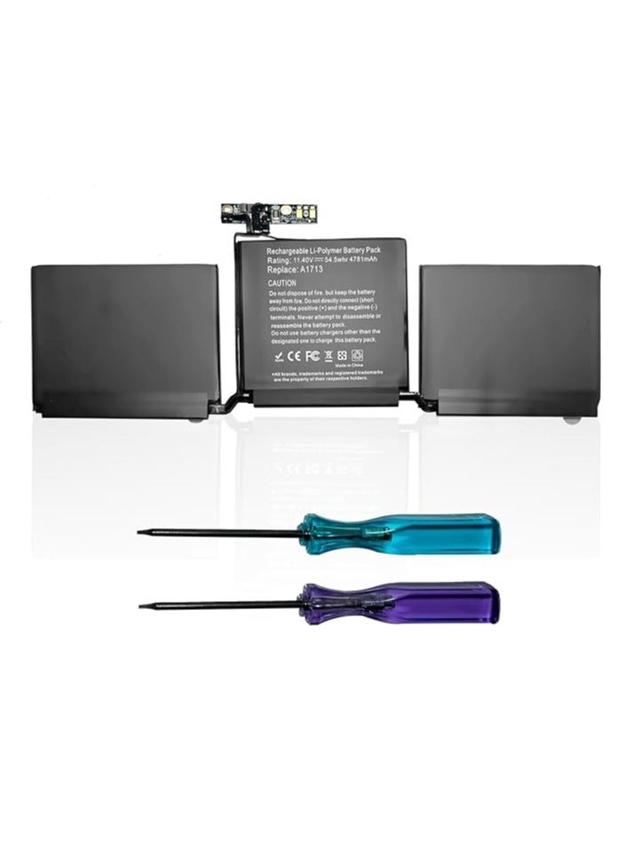 Terabyte Replacement A1713 A1708 A2171 Laptop Battery for MacBook Pro 13 Inch Late 2016 Mid 2017 Mid 2019 2020 Series (11.4 V 54.5 Wh) - Image 1