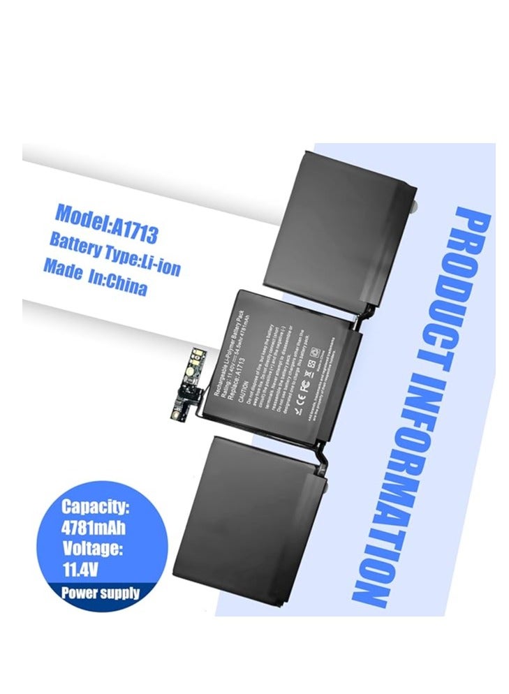 Terabyte Replacement A1713 A1708 A2171 Laptop Battery for MacBook Pro 13 Inch Late 2016 Mid 2017 Mid 2019 2020 Series (11.4 V 54.5 Wh) - Image 3