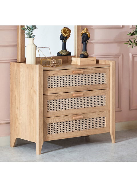 Java 3-Drawer Young Dresser | Dressing Table | Vanity Table | Makeup Table without Mirror Brown 45 x 78.7 x 90 cm