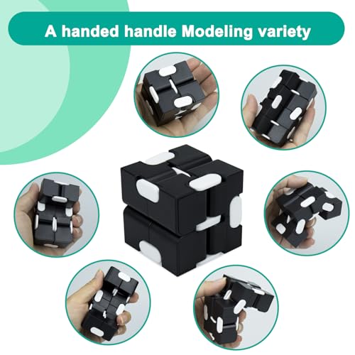 WUQID Infinitycube Fidget Toy Stress Relieving Fidgeting Game for Kids and AdultsCute PocketSized Unique Gadget for Anxiety Relief and Kill Time BlackWhite - Image 5