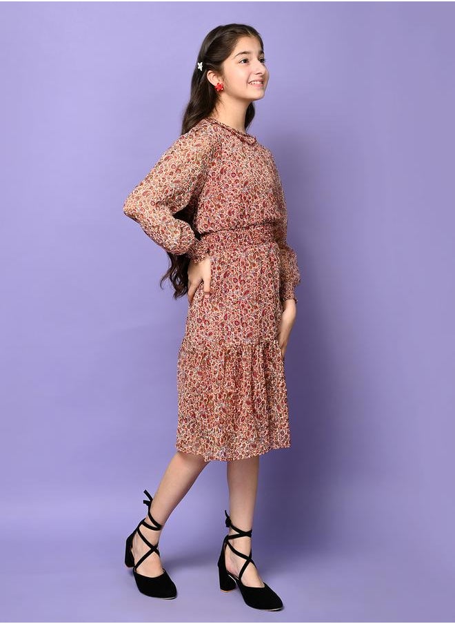 LILPICKS All Over Printed Drop Waist Full Sleeve Dress  - Image 5