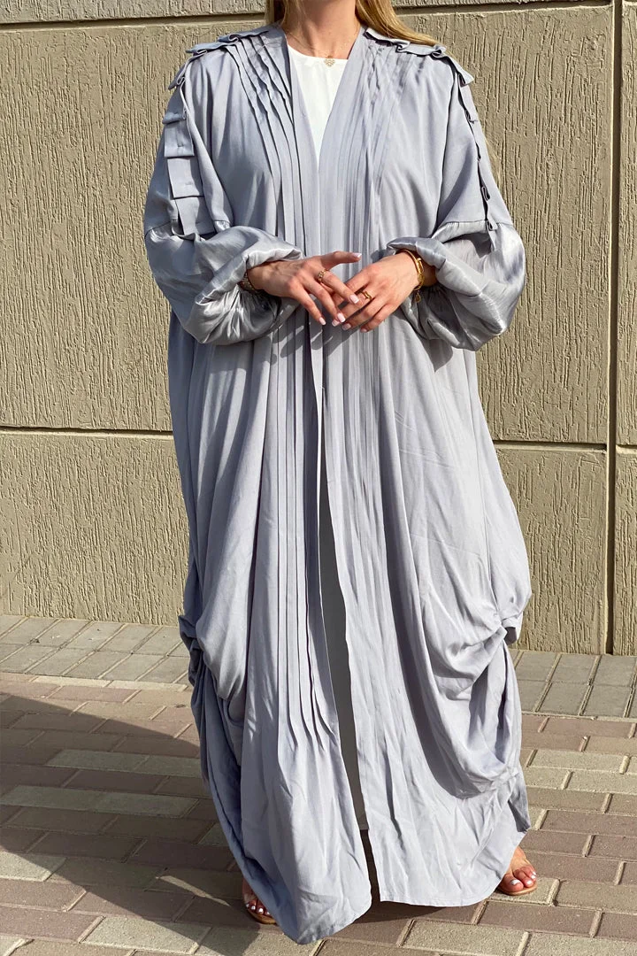 Moistreet Balloon Sleeve Pleated Abaya