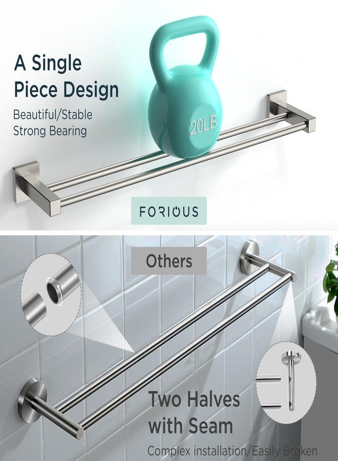FORIOUS 24 Inch Double Towel Bar, Double Towel Racks for Bathroom Brushed Nickel, Heavy Duty SUS304 Stainless Steel Dual Towel Rail Wall Mount, Brushed Nickel - Image 5
