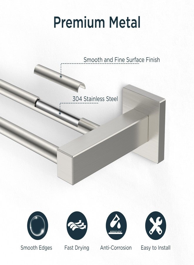 FORIOUS 24 Inch Double Towel Bar, Double Towel Racks for Bathroom Brushed Nickel, Heavy Duty SUS304 Stainless Steel Dual Towel Rail Wall Mount, Brushed Nickel - Image 4