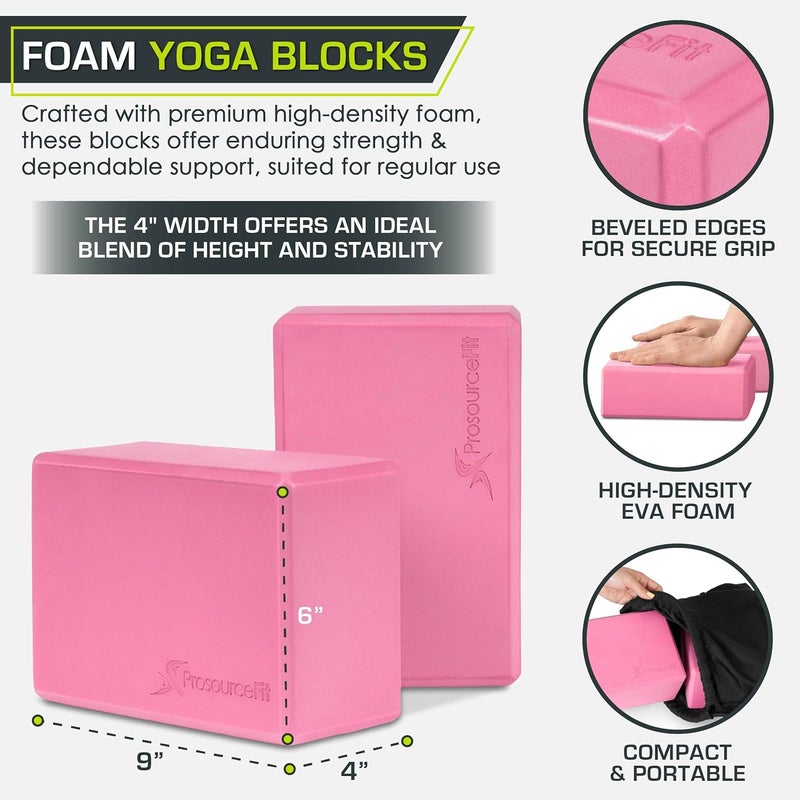 ProsourceFit Foam Yoga Blocks, High Density EVA Yoga Bricks 4”x 6” x 9” (Set of 2) - Image 2