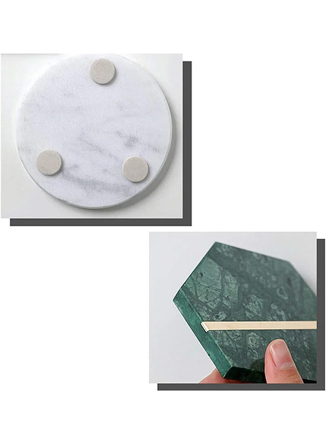 1Chase  4-Piece Hexagon Marble Coasters For Drinks Marble Coasters with Brass Inlay Set  | Best Price UAE