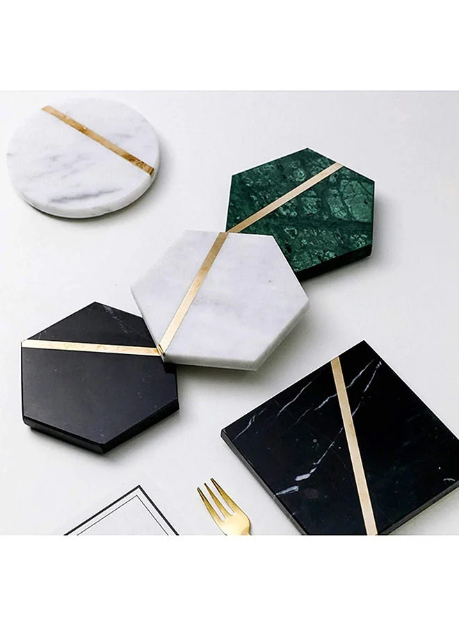 1Chase  4-Piece Hexagon Marble Coasters For Drinks Marble Coasters with Brass Inlay Set  | Best Price UAE