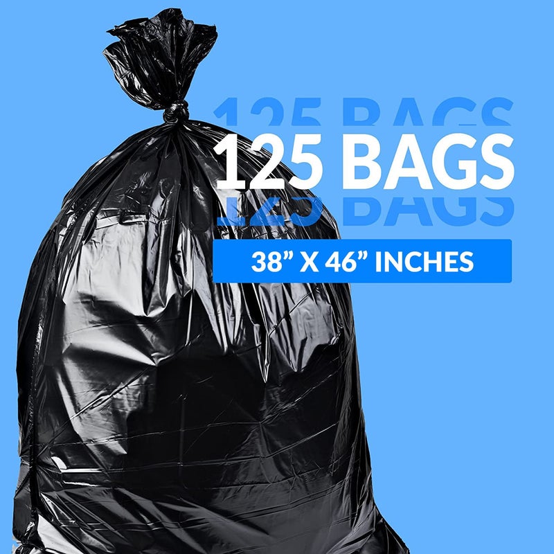 Reli. SuperValue 40-45 Gallon Trash Bags | 125 Count | Made in USA | Heavy Duty | Black Multi-Use Garbage Bags - Image 2