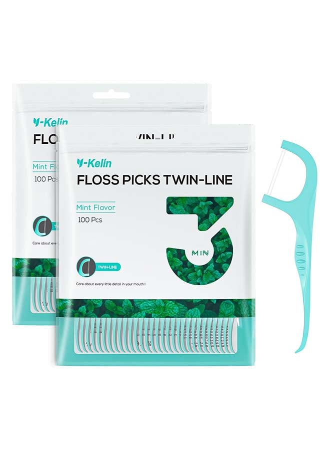واي- كيلن Pack of 2 - Dental Floss Dental Floss Toothpick, Teeth Stick, Tooth Picks, Floss Picks, Teeth Cleaning (Mint Flavor) - Image 1