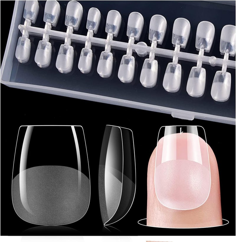 Gelike EC Extra Short Soft Gel Nail Tips Kit for Soak Off Nail Extensions,Full Cover,Coffin Shaped,Pre-buff PMMA Resin,Clear Ultra-Thin Design,15 Sizes,240 Pieces - Image 1