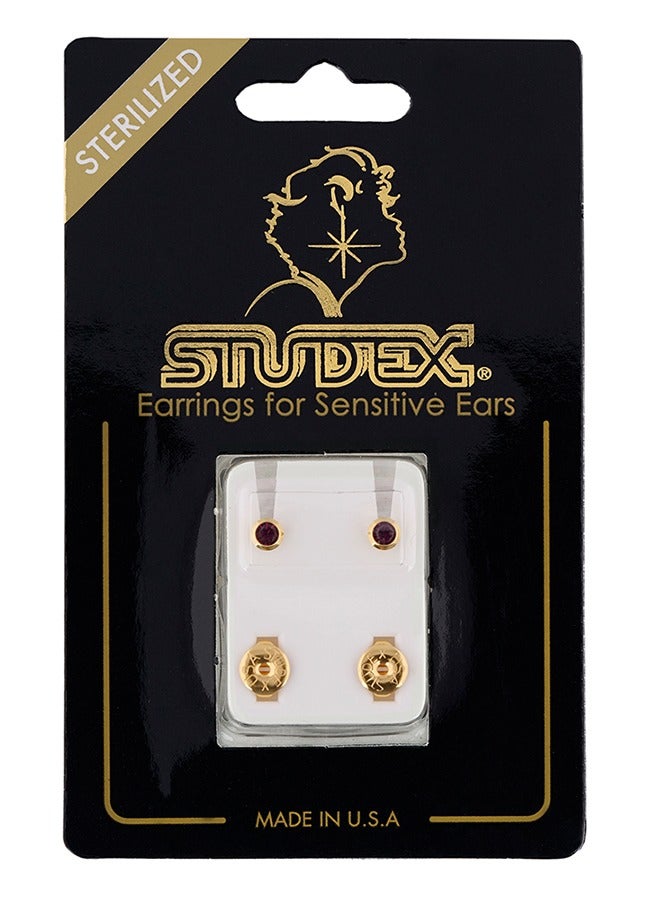 Studex 3MM February – Amethyst Bezel 24K Pure Gold Plated Ear Studs - Image 5