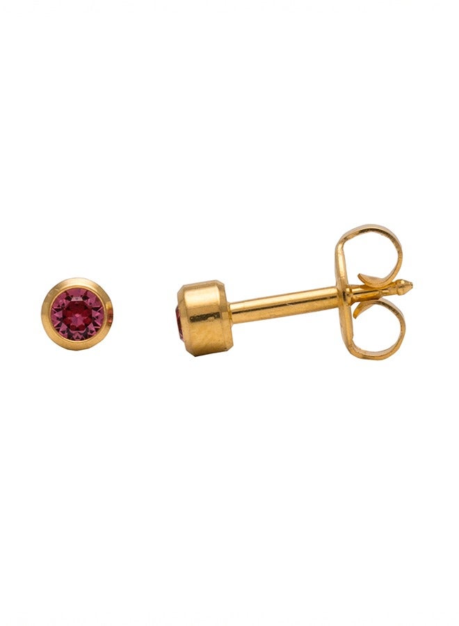 Studex 3MM February – Amethyst Bezel 24K Pure Gold Plated Ear Studs - Image 3