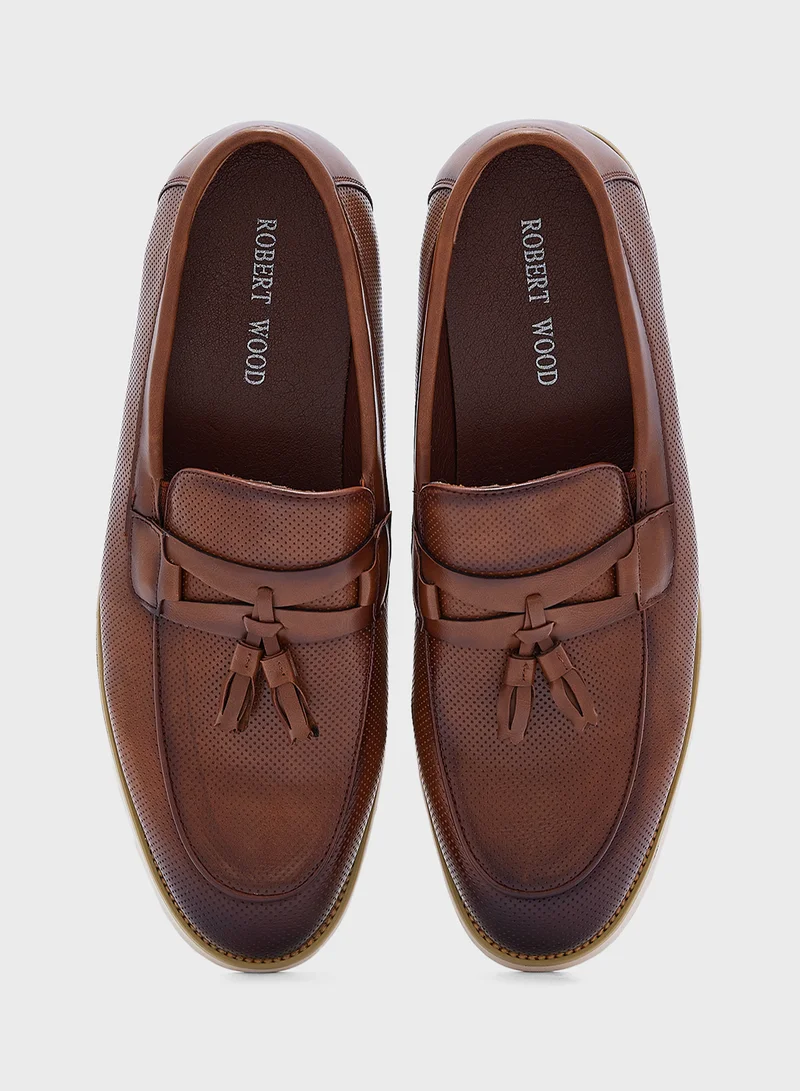 Robert Wood Ripple Tassel Detail Casual Slip Ons