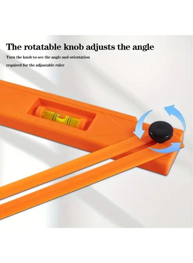 Multi Angle Leveling Ruler With Rotating Dial And Level Bubble Dual Calibration Orange - Image 5