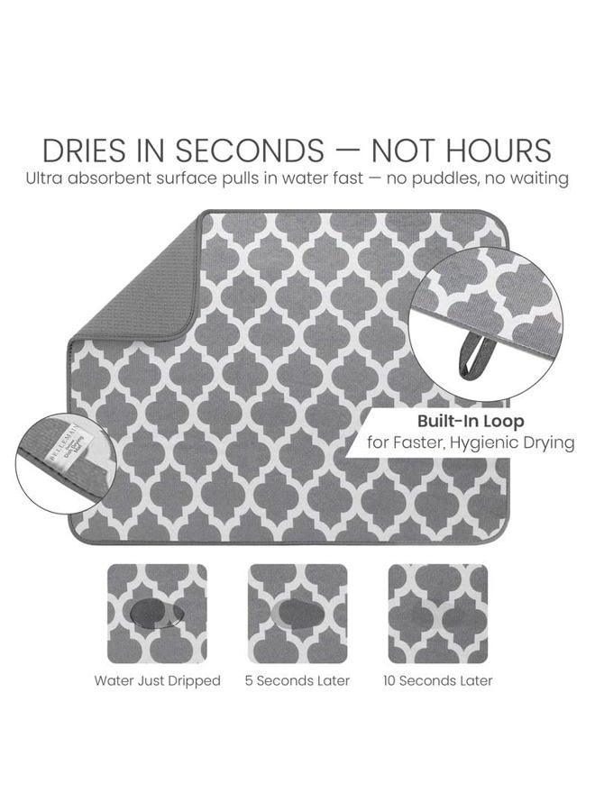 Bellemain XXL Dish Mat 24" x 17" ( LARGEST MAT ) Microfiber Dish Drying Mat , Super absorbent ( Trellis ) - Image 3