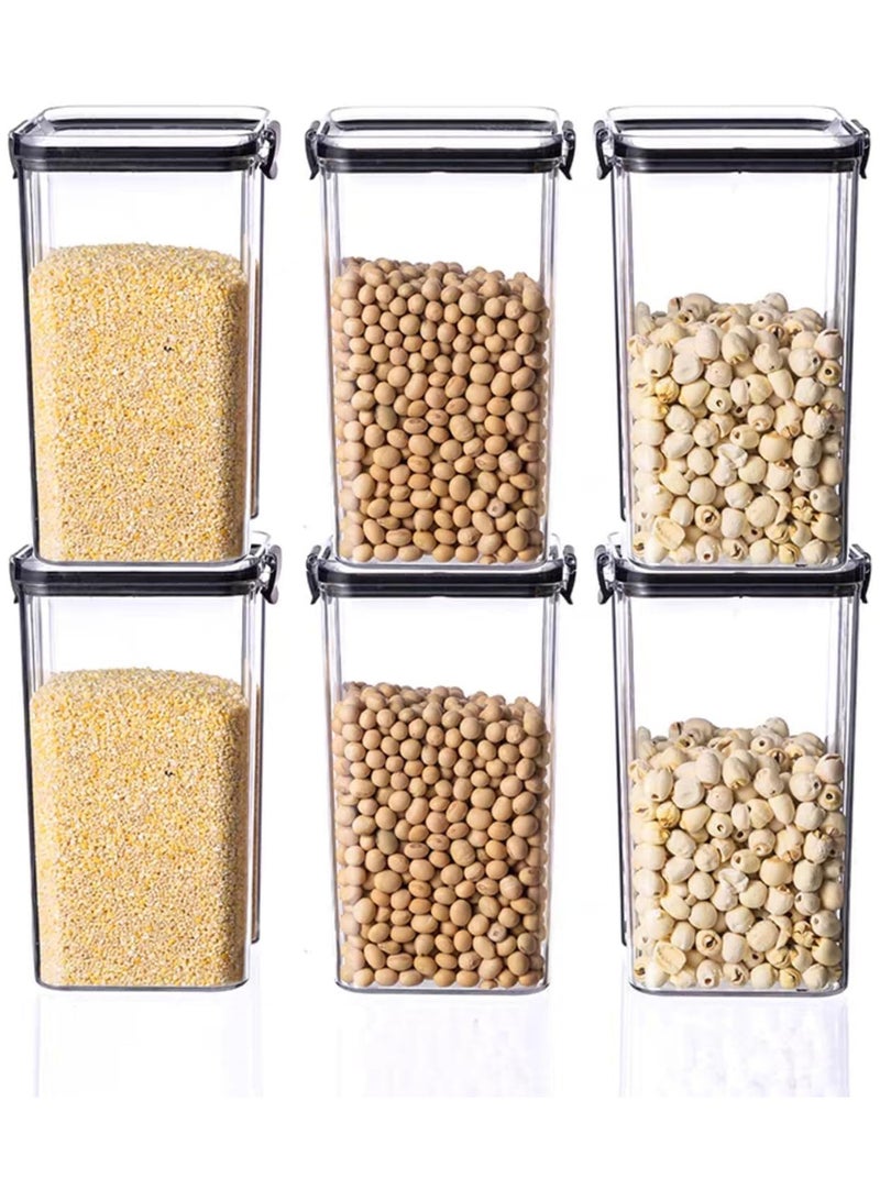 AUTOYSUR Airtight Food Storage Container with Lock Lids,Cereal & Dry Storage Jars,Kitchen and Pantry Organization Canisters for Cereal,Coffee,Rice,Flour and Sugar (1300ml/Set of 6) - Image 1