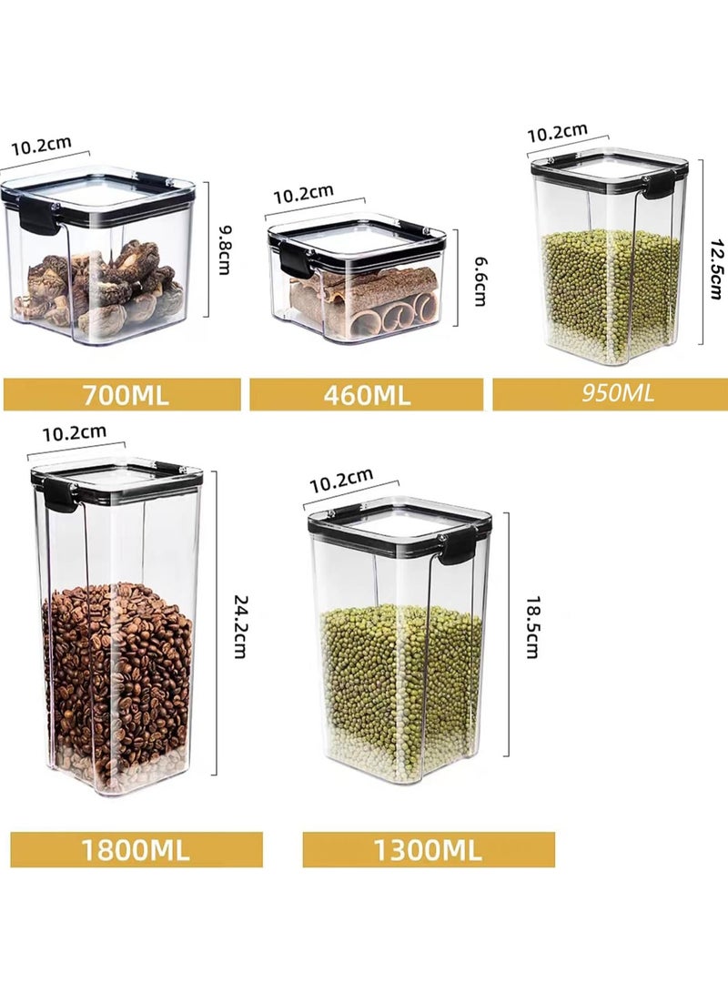 AUTOYSUR Airtight Food Storage Container with Lock Lids,Cereal & Dry Storage Jars,Kitchen and Pantry Organization Canisters for Cereal,Coffee,Rice,Flour and Sugar (1300ml/Set of 6) - Image 2