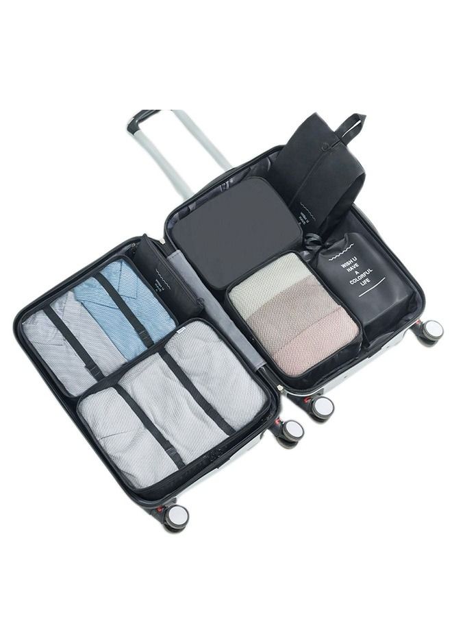 7Pcs SET Travel Luggage Organizer Packing Cubes Set Storage Bag with Shoe Bag Electronics Bag Underwear Bag for Travel Laundry Bag Traveling Accessories - Image 1