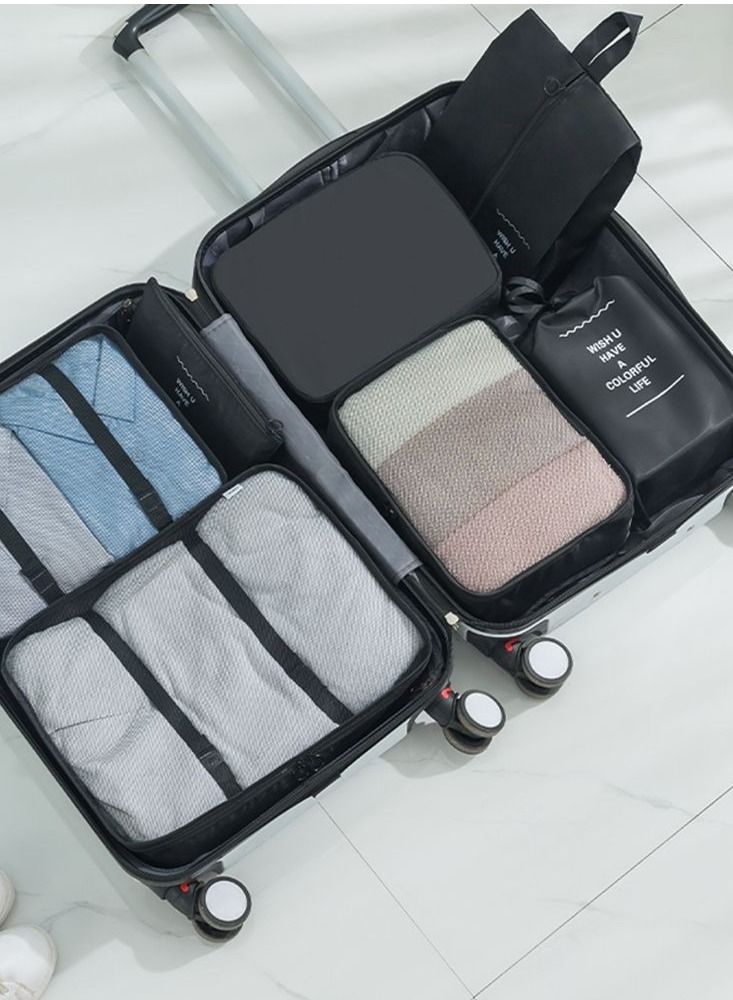 7Pcs SET Travel Luggage Organizer Packing Cubes Set Storage Bag with Shoe Bag Electronics Bag Underwear Bag for Travel Laundry Bag Traveling Accessories - Image 2