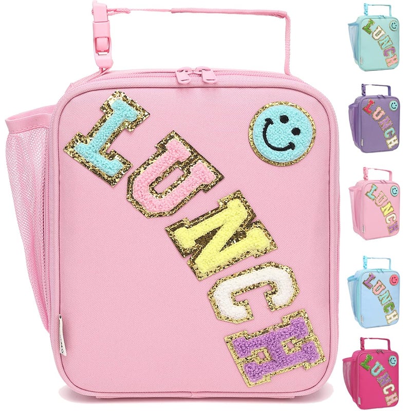 GYEUKHAM Insulated Lunch Bag for Women Girl Teen large Insulated Kid Lunch BagLarge Reusable Cute Cooler Bag for School Work PicnicPink Alphabet