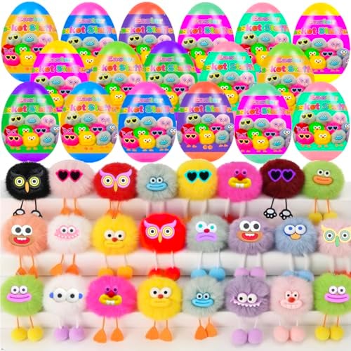Holydeck 24 Pcs PreFilled Easter Eggs with Plush Toys Keychain Decoration Stuffed Toy Great for Kids Boys Girls Easter Basket Stuffers Party Favors Easter Egg Fillers Hunt Easter - Image 1