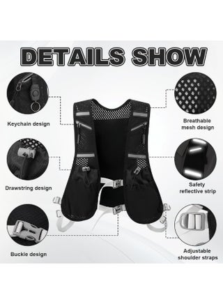 Running Vest Women & Men, Lightweight Running Hydration Vest, Running Vest Phone Holder, Quick Dry, Water-Resistant, Breathable, Adjustable Running Backpack for Hiking Cycling Trails Marathons - view 3