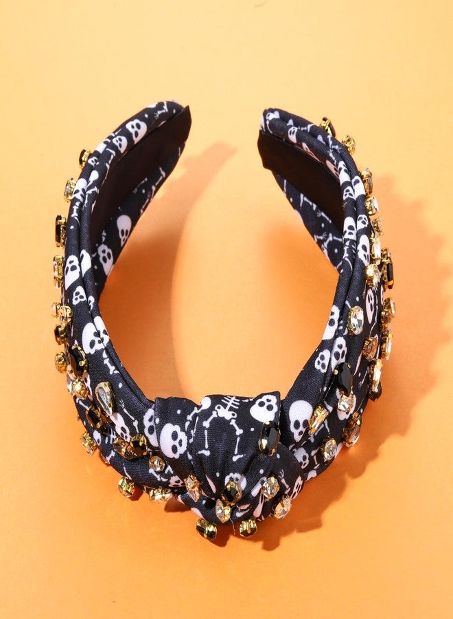 PHALIN Halloween Headband for Women Halloween Accessories Rhinestone Candy Corn Pumpkin Ghost Knotted Headband Costume Party Gifts (Ghost) - Image 4