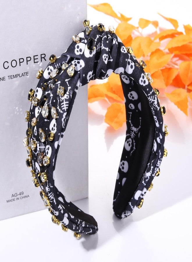 PHALIN Halloween Headband for Women Halloween Accessories Rhinestone Candy Corn Pumpkin Ghost Knotted Headband Costume Party Gifts (Ghost) - Image 3