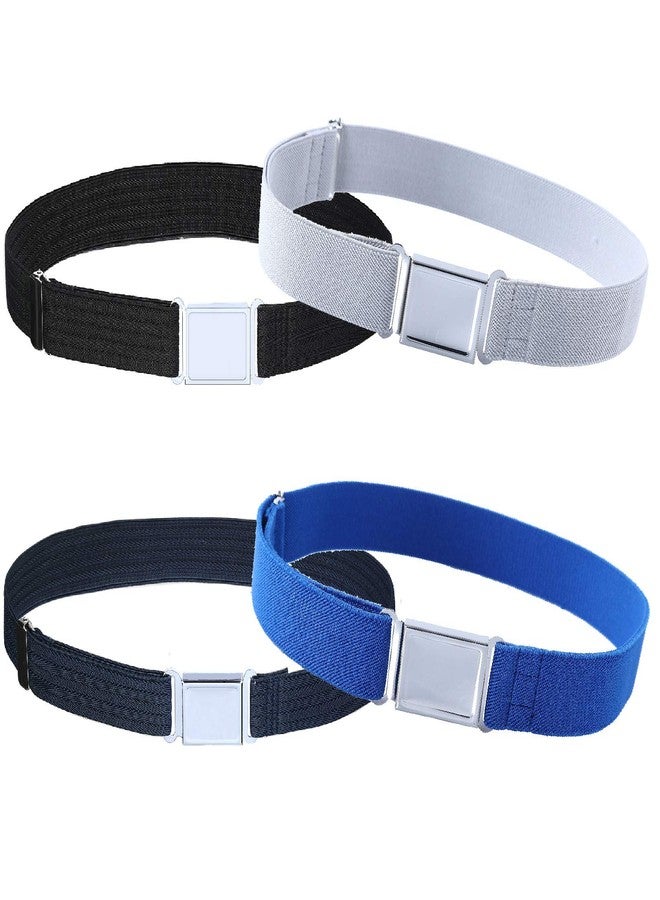 Kajeer 4PCS Kids Boys Adjustable Magnetic Belt - Elastic Belt with Easy Magnetic Buckle (Navy Blue Water Ripple/Black Water Ripple/Gray/Royal Blue) - Image 1