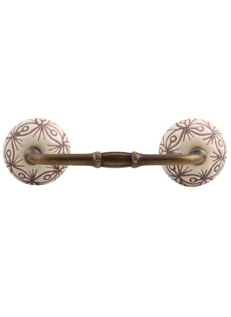 Indian-Shelf IndianShelf 1 Pack Cream Decorative Drawer Pulls Unique Cabinet Handles for Door Dresser Antique Hardware 6 Hole to Hole BH389CK1471 
