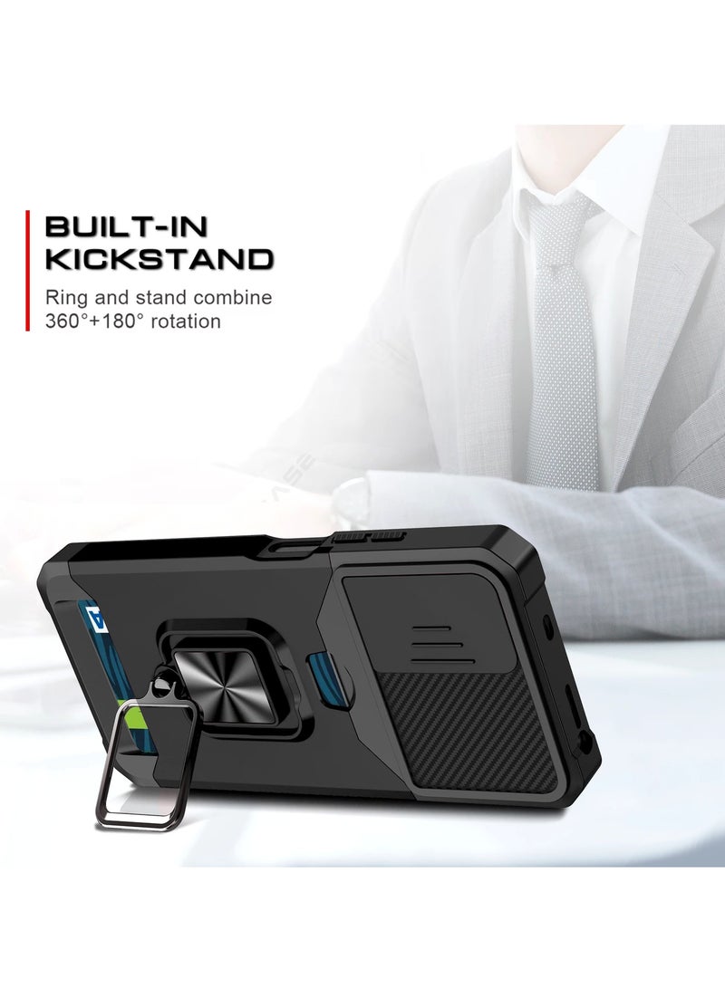 ELLAGECASE حافظة مقاومة للصدمات مع فتحة بطاقة، قاعدة وحماية كاميرا قوية لهاتف Xiaomi Redmi Note 12 Pro 5G / Xiaomi Poco X5 Pro 5G – تتضمن لوحة معدنية مخفية - Image 5