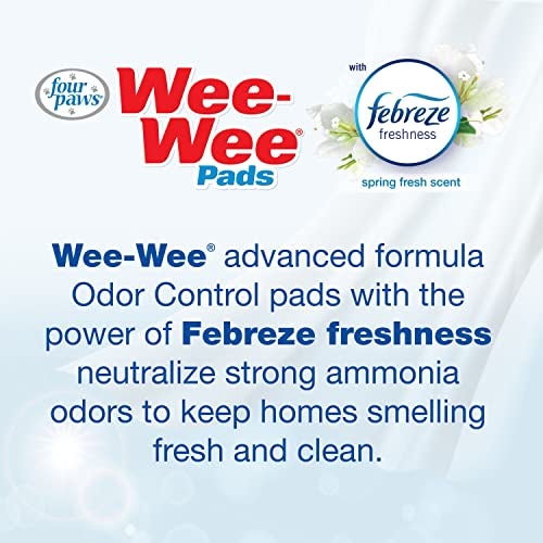 Four Paws Wee-Wee Odor Control with Febreze Freshness Pee Pads for Dogs & Puppies, Leak-Proof Dog Housebreaking Potty Training Floor Protection, Spring Fresh Scent, 22" x 23", 100 Count - Image 2