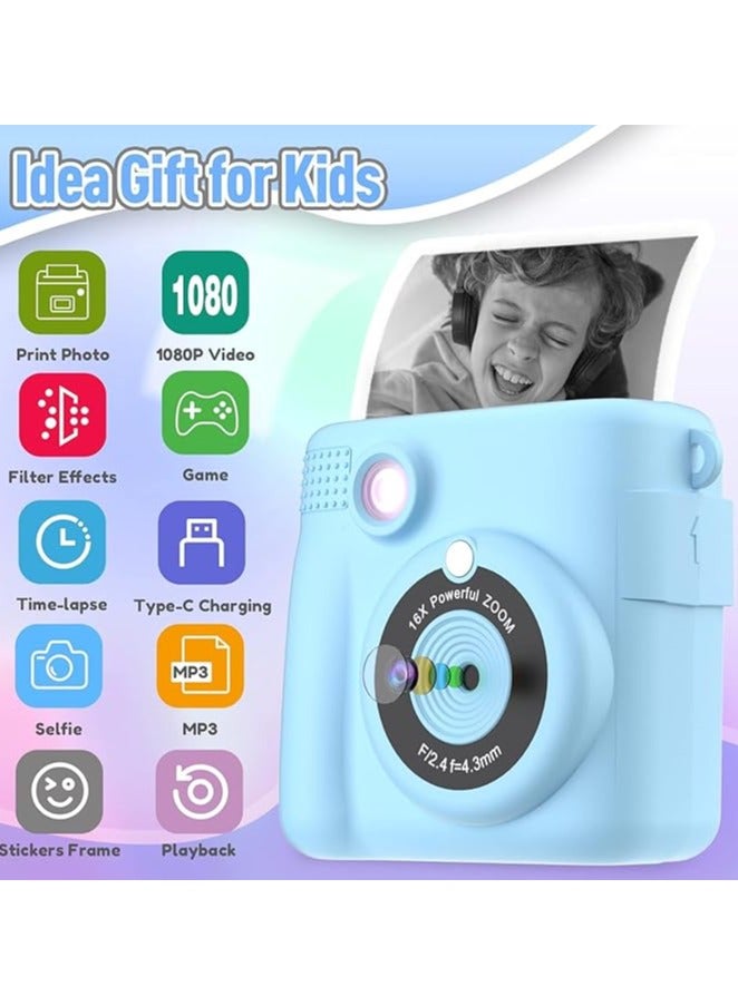 Generic Camera Instant Print, Camera for Kids with Printable Photos, Toddler Camera Toys for Children Ages 3-14, Digital Camera Birthday Gifts for Girls 4 5 6 7 8 9 10 11 12 13 Years Old (Blue)) - Image 4