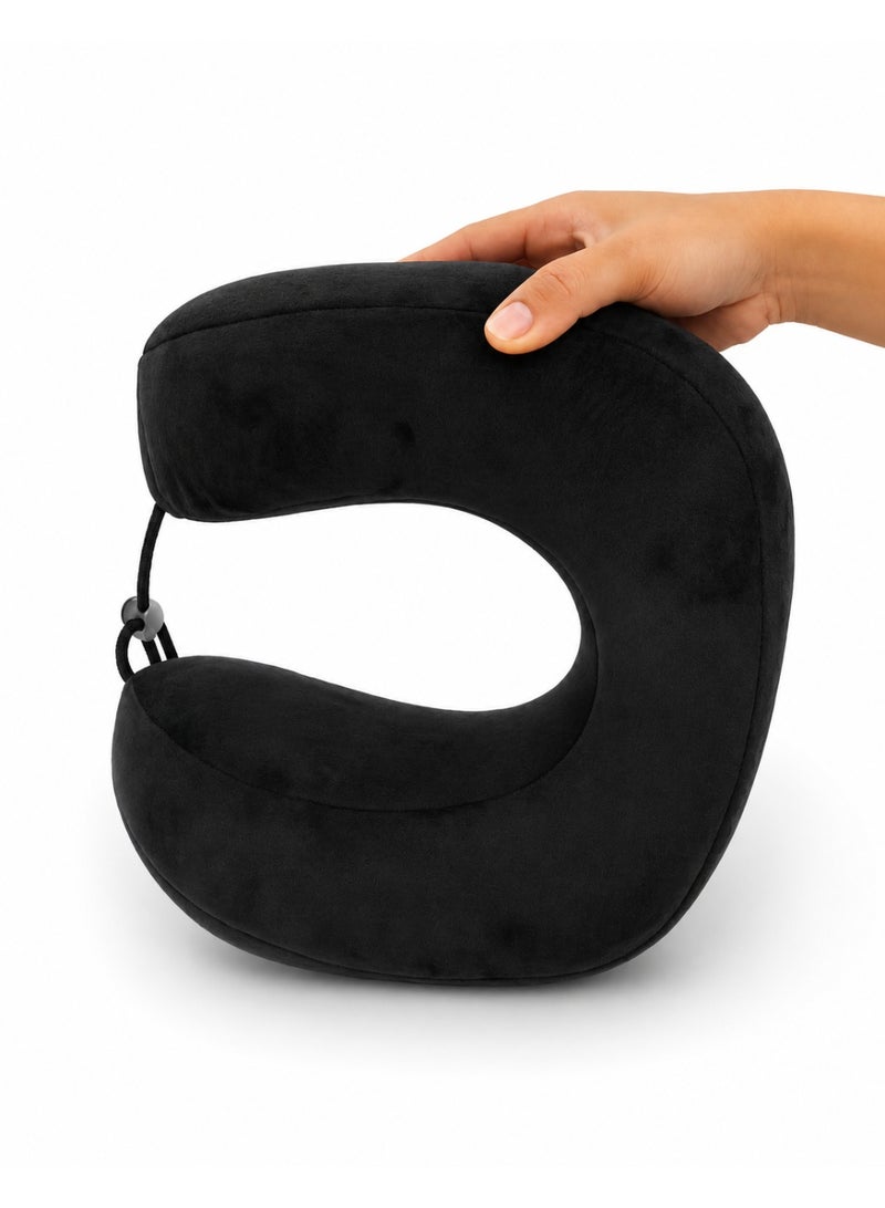 Memory Foam Travel & Sleeping Neck Pillow with Soft Washable Velvet Cover for Everyday Comfort and Neck Support - Image 2