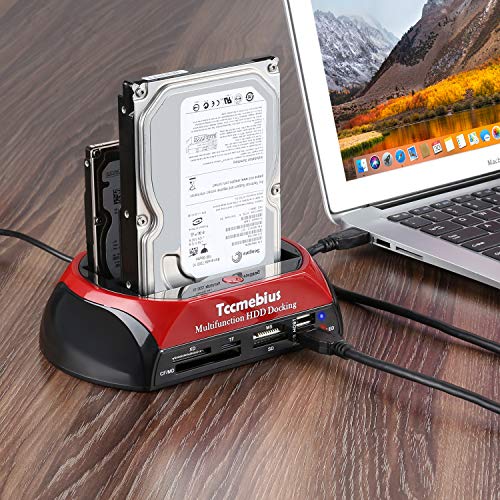 Tccmebius Hard Drive Docking Station, TCC-S862-US USB 2.0 to 2.5 3.5 Inch SATA IDE Dual Slots External Enclosure with All in 1 Card Reader and USB 2.0 Hub for 2.5" 3.5" IDE SATA I/II/III HDD SSD - Image 2