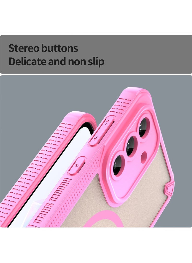 Cover For Samsung Galaxy A36 5G Armor Glaze MagSafe Magnetic Phone Case Raised edges around the screen and camera lens help prevent scratches - Pink - Image 3