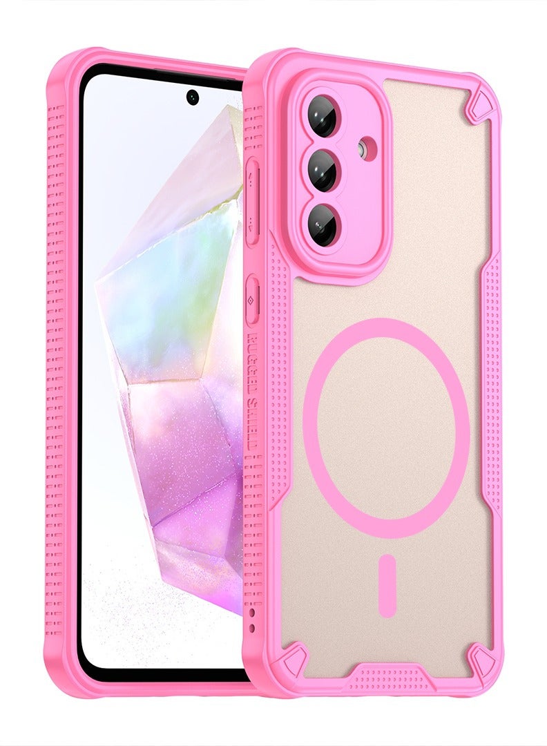 Cover For Samsung Galaxy A36 5G Armor Glaze MagSafe Magnetic Phone Case Raised edges around the screen and camera lens help prevent scratches - Pink - Image 1