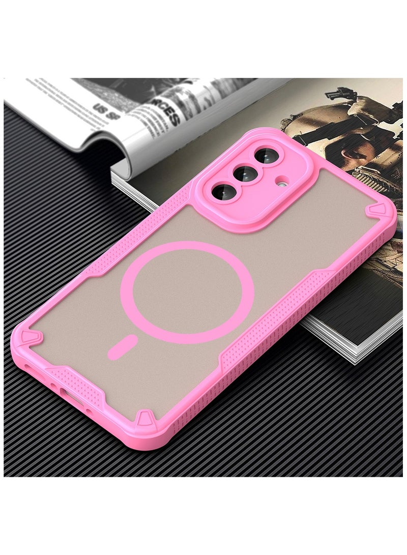 Cover For Samsung Galaxy A36 5G Armor Glaze MagSafe Magnetic Phone Case Raised edges around the screen and camera lens help prevent scratches - Pink - Image 4