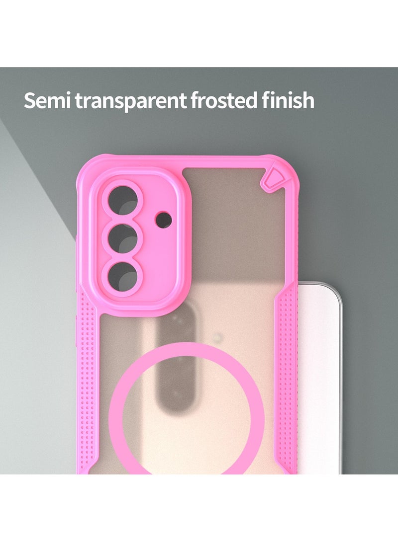Cover For Samsung Galaxy A36 5G Armor Glaze MagSafe Magnetic Phone Case Raised edges around the screen and camera lens help prevent scratches - Pink - Image 2