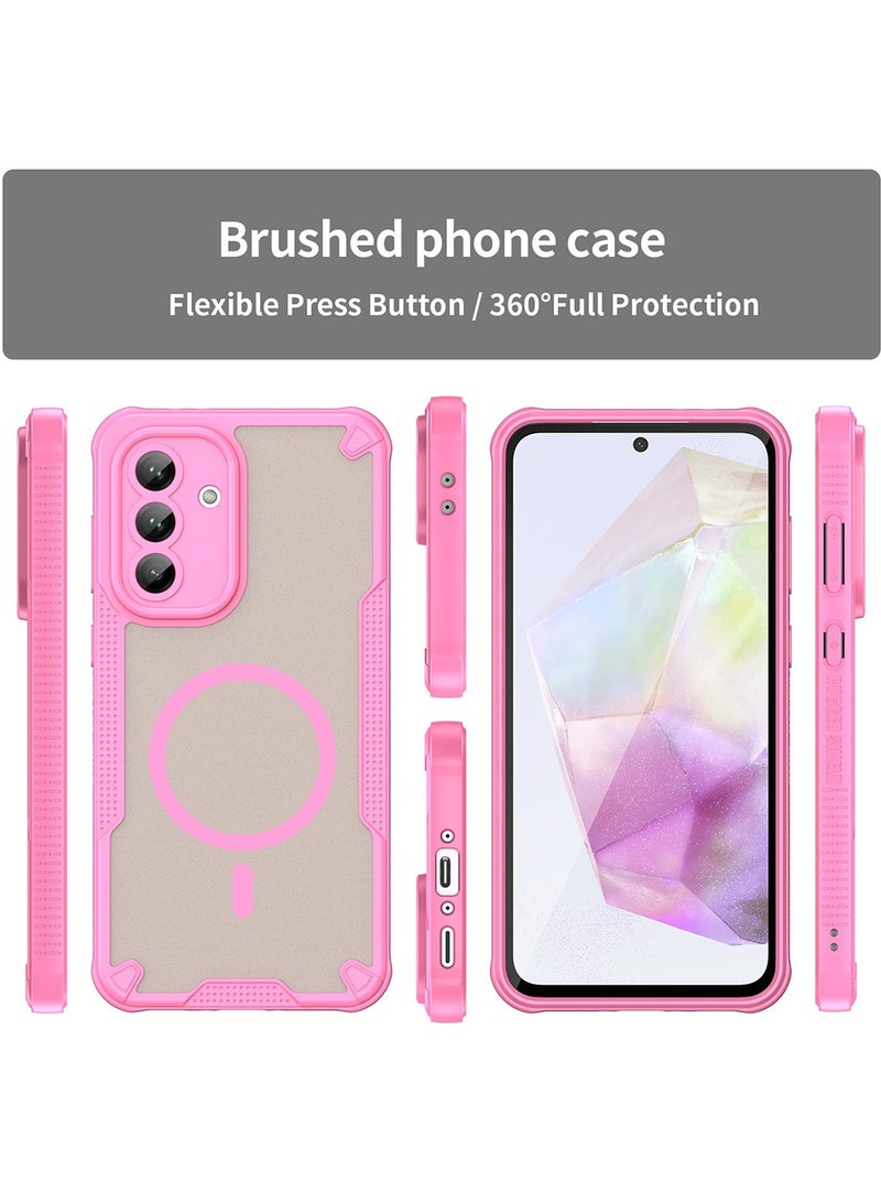 Cover For Samsung Galaxy A36 5G Armor Glaze MagSafe Magnetic Phone Case Raised edges around the screen and camera lens help prevent scratches - Pink - Image 5