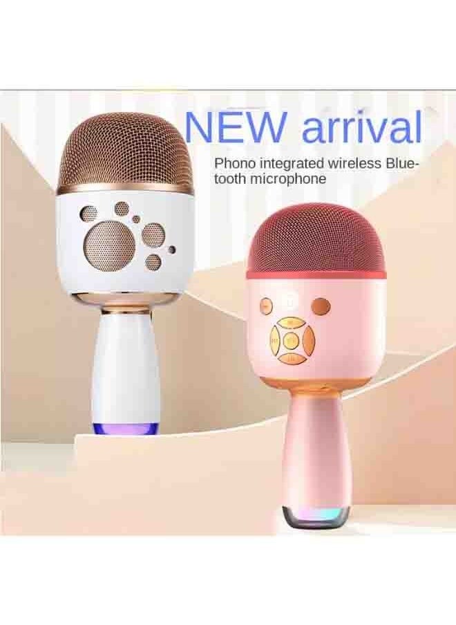 Bluetooth Wireless Microphone Audio Integrated Home Karaoke Pink