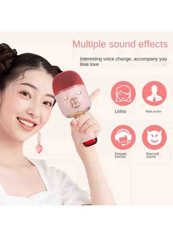 Bluetooth Wireless Microphone Audio Integrated Home Karaoke Pink