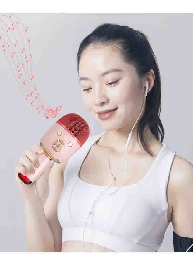 Bluetooth Wireless Microphone Audio Integrated Home Karaoke Pink