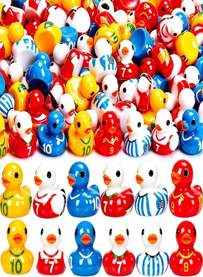 Zenoble 120 Pcs World Soccer Cup Duck 6 Style Mini Resin Ducks Small Player Ducks Little Soccer Figures for Football Party Favors Sports Team Gifts Players Fans - Image 1