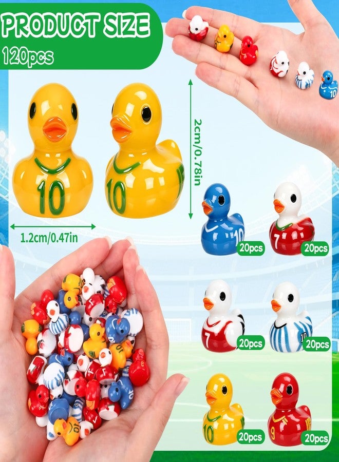 Zenoble 120 Pcs World Soccer Cup Duck 6 Style Mini Resin Ducks Small Player Ducks Little Soccer Figures for Football Party Favors Sports Team Gifts Players Fans - Image 3