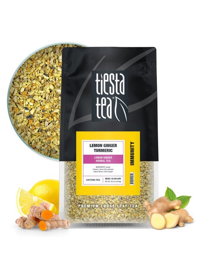 Tiesta Tea شاي الأعشاب بالليمون والزنجبيل والكركم | أوراق فضفاضة | شاي الأعشاب بالليمون والزنجبيل | مزيج أعشاب فاخر خالي من الكافيين | يمكن تحضيره ساخنًا أو مثلجًا ويكفي حتى 200 كوب | كيس كبير قابل لإعادة الإغلاق بوزن 16 أونصة - Image 1