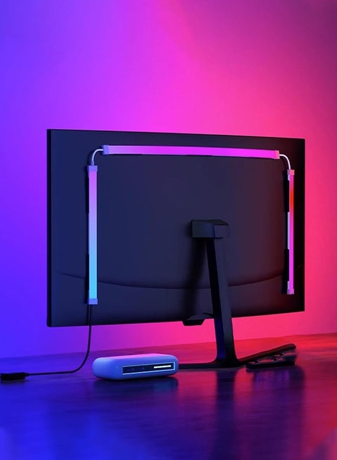 24 Inch Monitor LED Backlight,LED Strip Lights That Sync with Screen Color or Music,RGBIC Computer Light Bar Behind Monitor，LEDs for Desk Gaming，USB Interface,Software Control