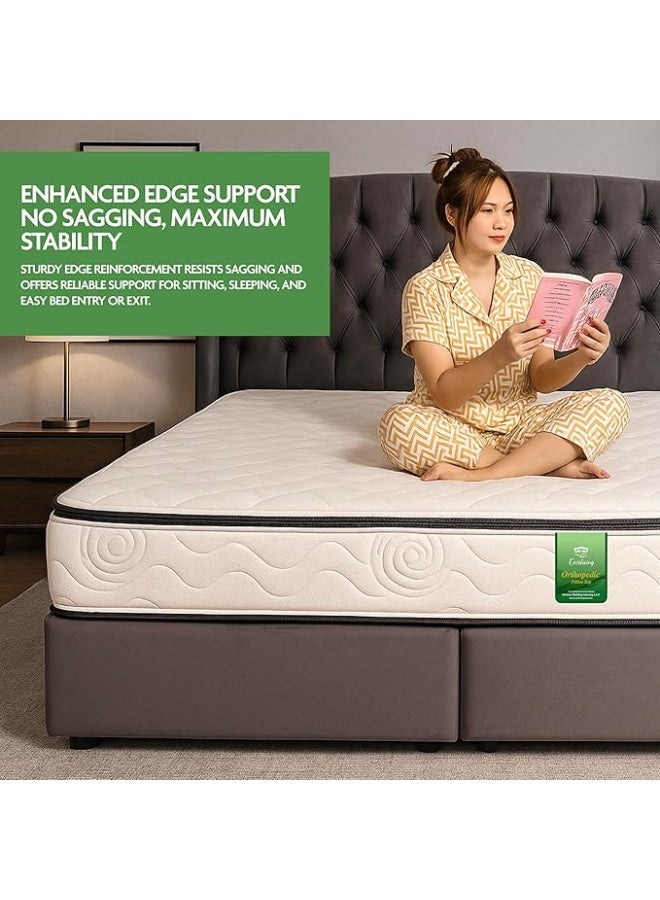 EASELIVING Orthopedic Pillow Top Mattress – 160x200x24 cm | Medium Firm Innerspring with Spine & Pressure Relief Support | Plush Pillowtop Comfort, Non-Flip Design & Breathable Fabric for Restful Sleep - Image 4