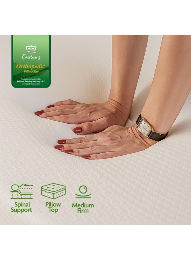 EASELIVING Orthopedic Pillow Top Mattress – 160x200x24 cm | Medium Firm Innerspring with Spine & Pressure Relief Support | Plush Pillowtop Comfort, Non-Flip Design & Breathable Fabric for Restful Sleep - Image 5
